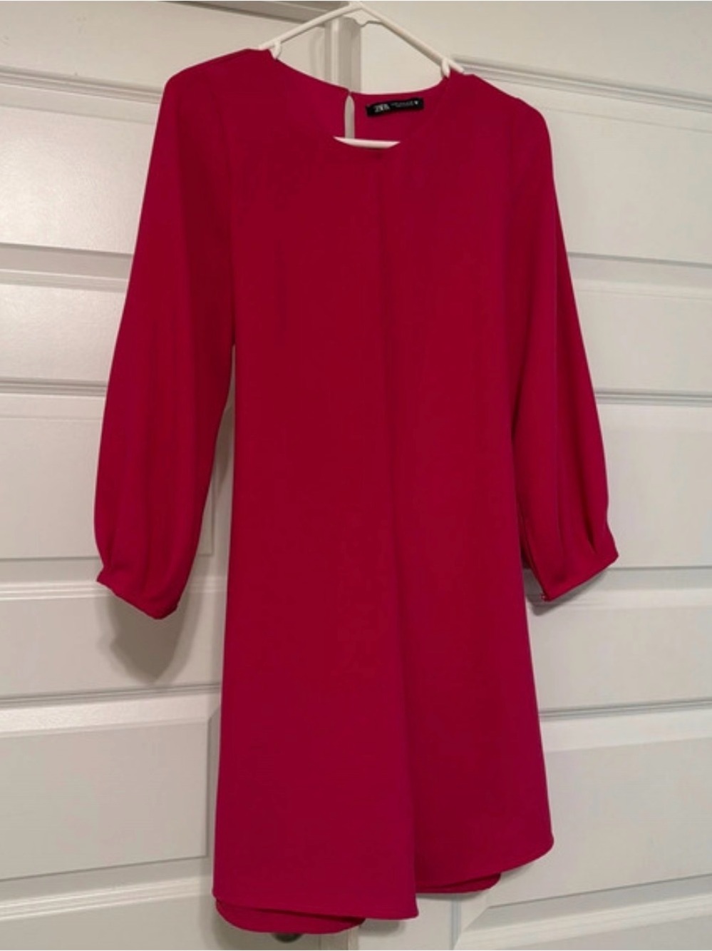 Zara Girls' Bright Fuchsia Long Sleeve Shift Dress
